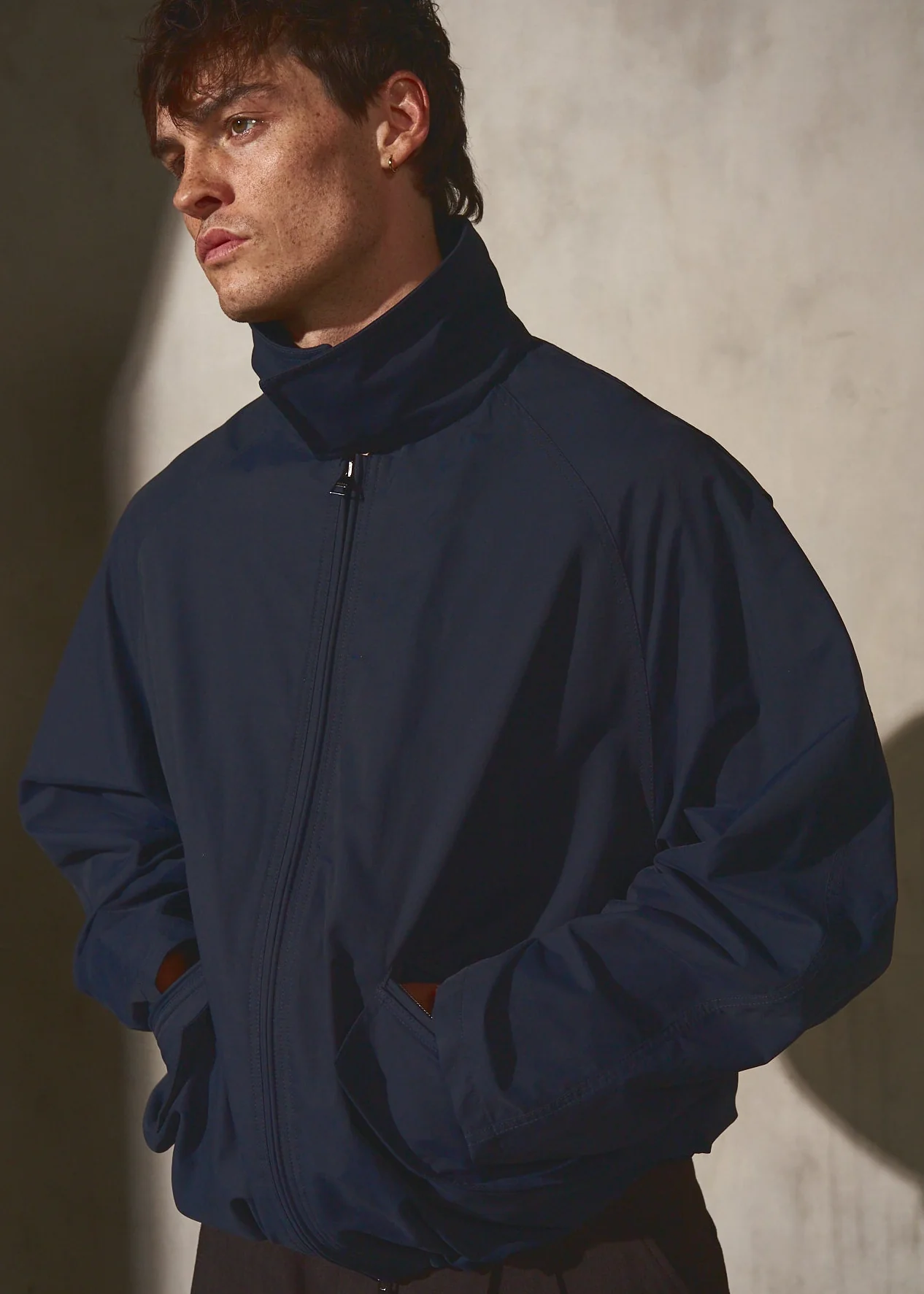 ITALIAN COTTON ZIP BOMBER - Midnight - Image 10