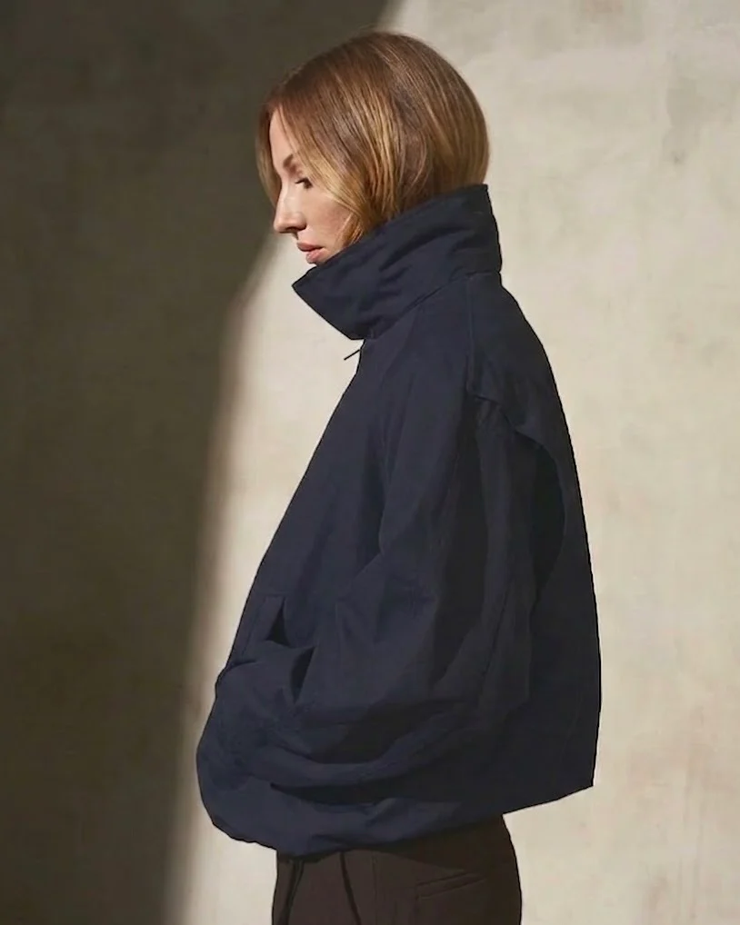 ITALIAN COTTON ZIP BOMBER - Midnight - Image 3