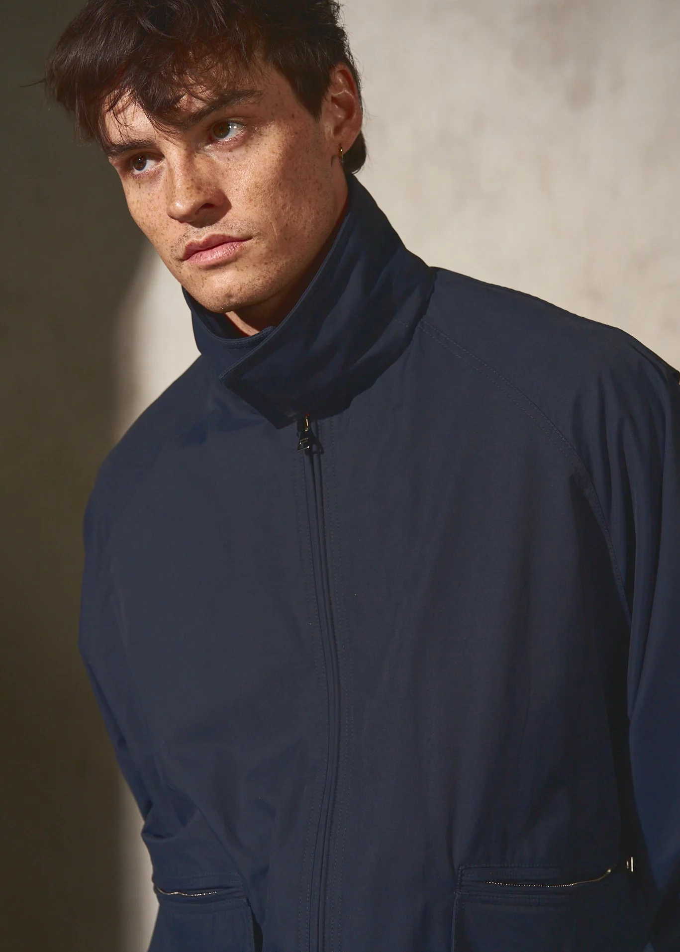 ITALIAN COTTON ZIP BOMBER - Midnight - Image 7