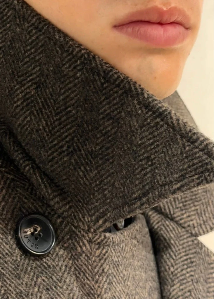 HERRINGBONE BELTED TOPCOAT - Espresso - Image 5