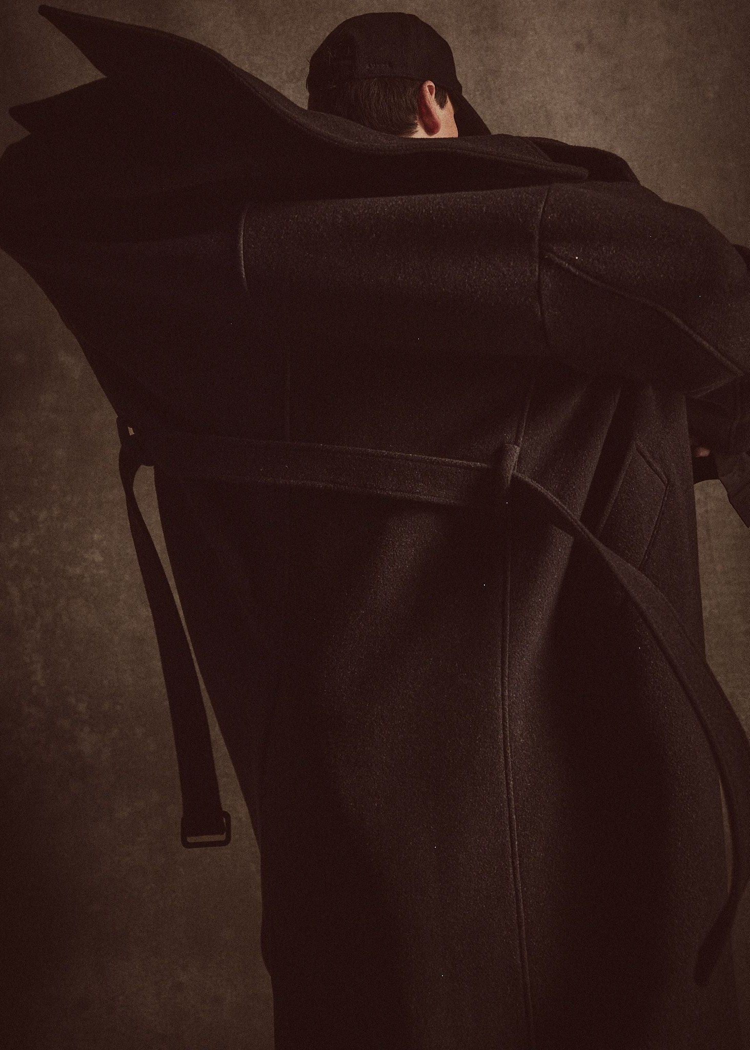 HERRINGBONE BELTED TOPCOAT - Espresso - Image 9