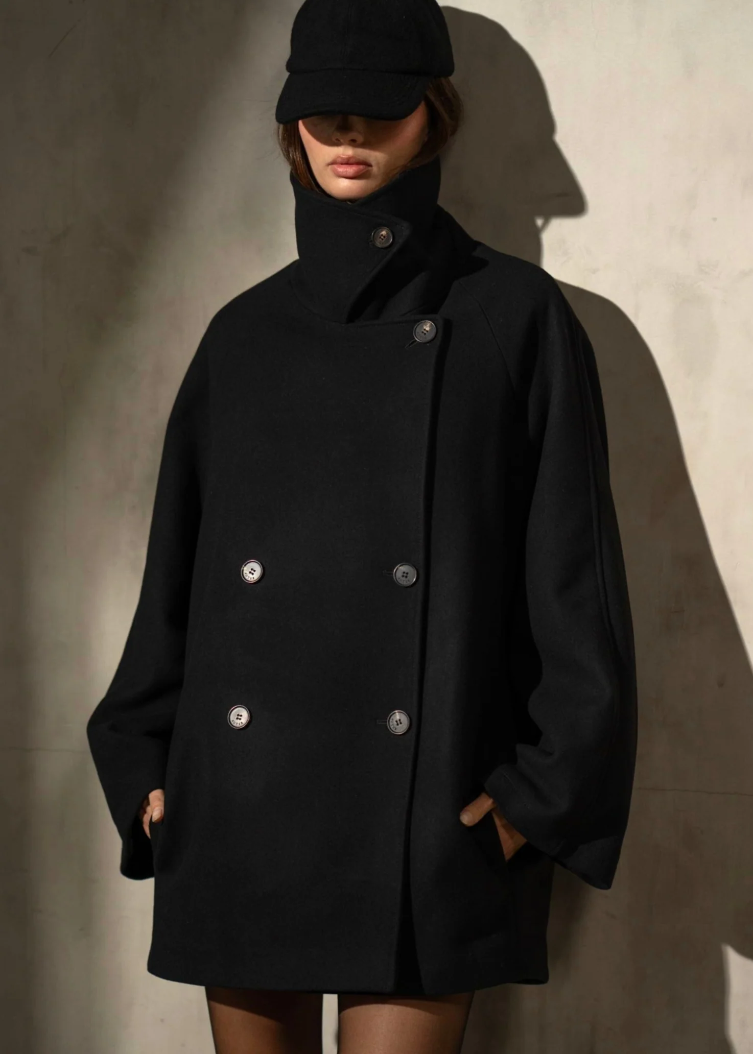ITALIAN WOOL PEACOAT – Noir - Image 6