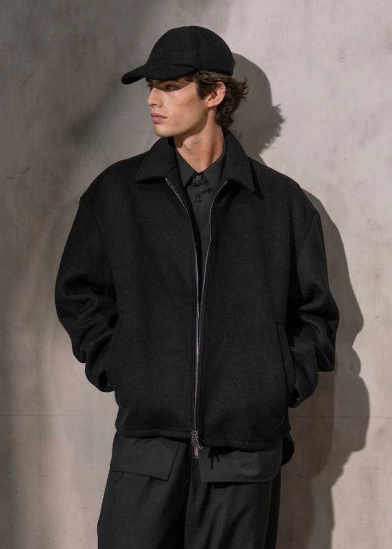 ITALIAN WOOL ZIP JACKET - Noir - Image 4