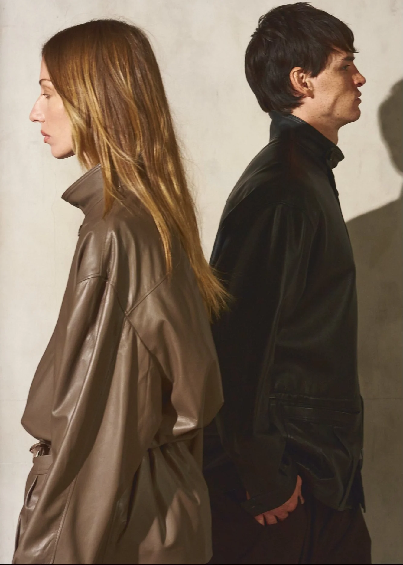 DRAWSTRING LEATHER JACKET - Coffee - Image 10