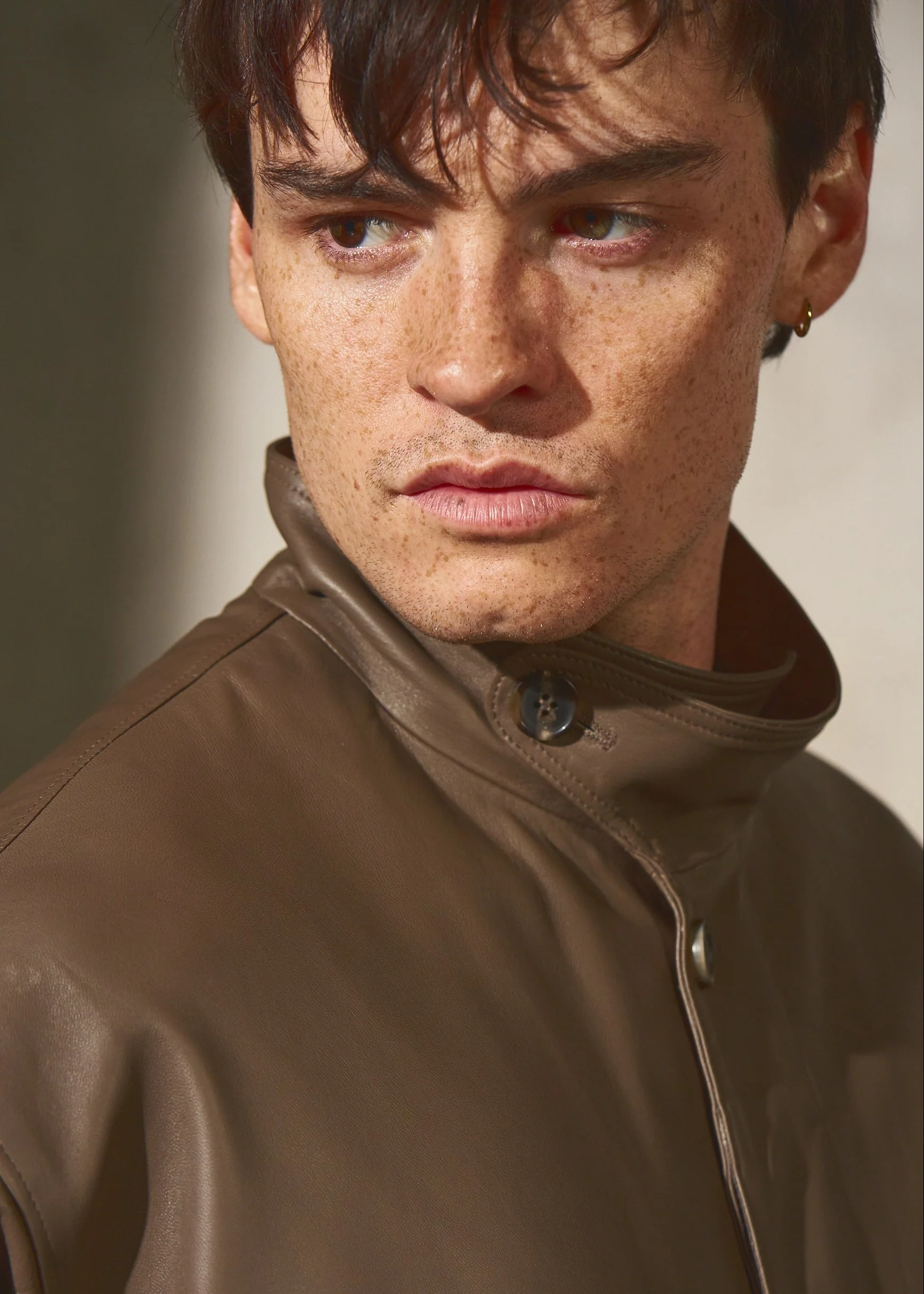 DRAWSTRING LEATHER JACKET - Coffee - Image 6