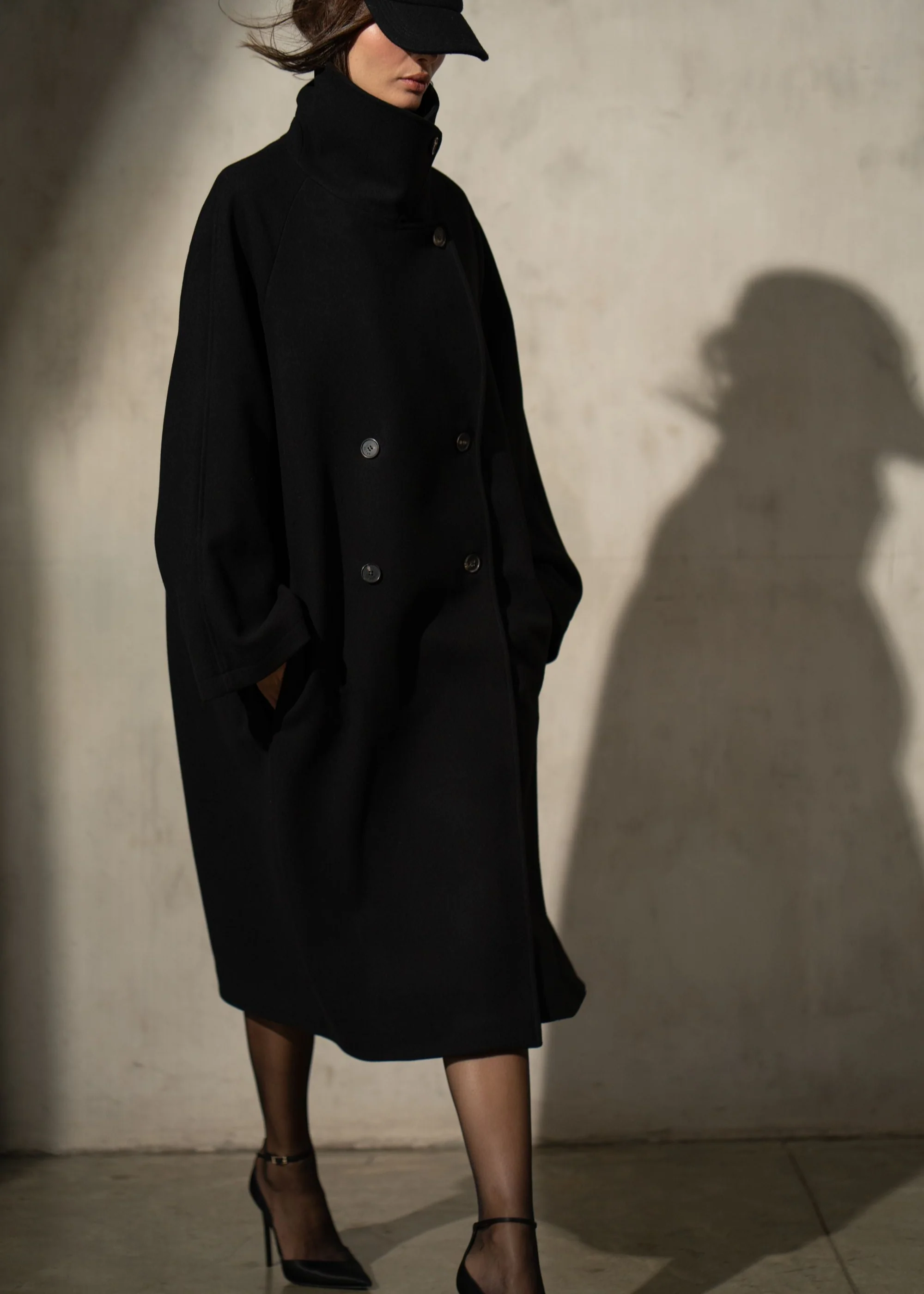 LONG ITALIAN WOOL PEACOAT - Noir - Image 4