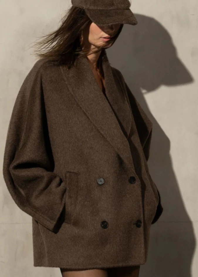 MOHAIR WRAP COAT - Mocha - Image 5