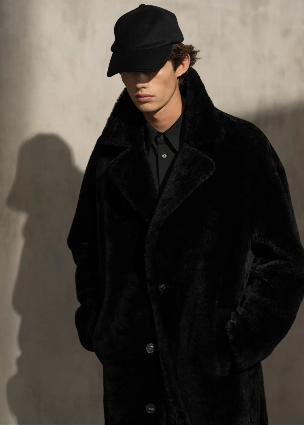 SHEARLING TOP COAT - Noir - Image 3
