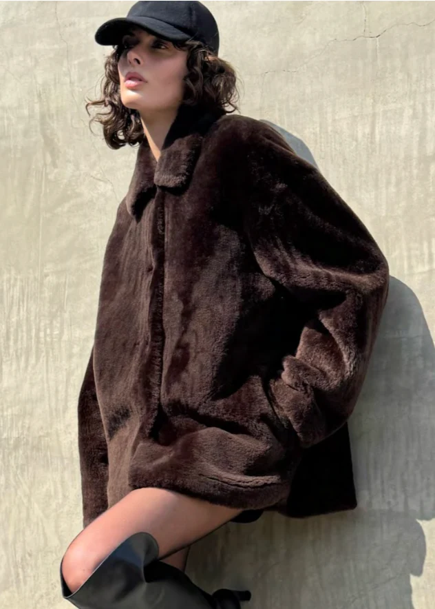 SHEARLING SHIRT JACKET - Espresso - Image 7
